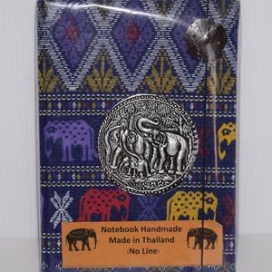 New Handmade Thailand Elephant Print Fabric Multicolor No Line Notebook 6.5x4.5